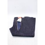 Japan Blue Cotton Circle Loose Straight Fit Jeans, Navy, Size W31