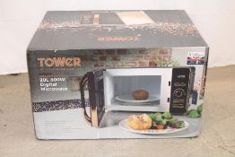 Tower 20L 800W Digital Microwave, Rose Gold Edition. Box damaged/Not Checked