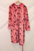 Chelsea Peers Fleece Bow Print Dressing Gown, Pink, Size S
