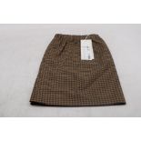 Arket Elastic Waist Mini Skirt, Brown Check, UK 10