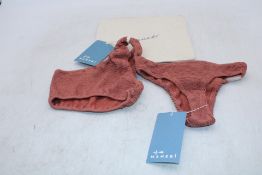 Seersucker One Shoulder Bikini, Terracotta, Size M/L