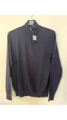 Cavour Cashmere Half-Zip Sweatshirt, Navy Blue, XL