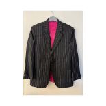 Men's 2 Piece Suit, Black and White Stripe, Jacket 46", Trousers 36"