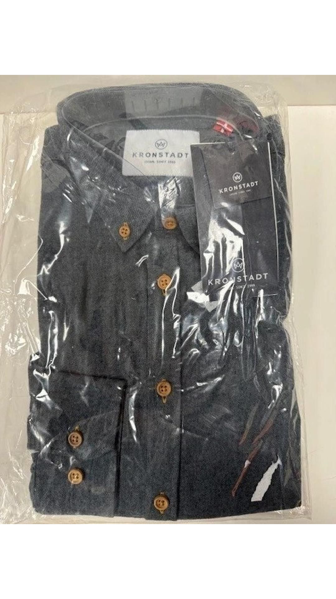Two Kronstadt Men's Dean Diego Cotton Slim Fit Shirt, Dark Grey, Medium