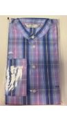 Savile Collection By Derek Rose Men's Collarless Nightshirt, Purple Check, Size Small