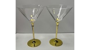 Six Martini Glasses, Clear/Gold, Set of 2