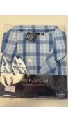 Five Champion Men's Pyjama Sets, Blue Check, Size 2XL