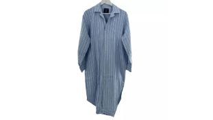 British Boxers Men's Cotton Nightshirt, Blue Stripe, Size S