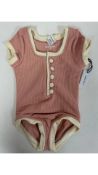 Los Angeles Samesies Girls Gracie Swim Wear One Piece, Blush, Cream, Size 2 Years