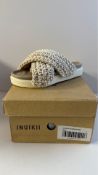 Inuikii Women's Woven Flat Sandal White, UK 4