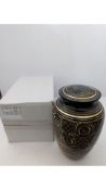 Brass Urn with Black Colour Engraved, 10 Inch