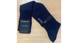 Seven Pantherella Men's Vale Over The Calf Socks, Navy, Size UK 5.5-6