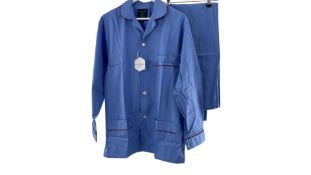 British Boxers Men's Cotton Pyjama Set, Contemporary Blue, Size 2XL