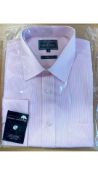 Two Woods of Shropshire Men's Easier to Iron Long Sleeve Shirt, Pink, Size 17