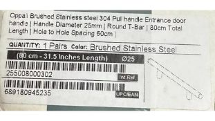 Oppali Brushed Stainless Steel 304 Pull Handle, 1 pair