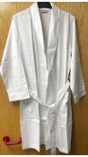 Bonsoir Women's Shawl Collar Jacquard Short Dressing Gown, White, Size S