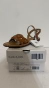 Geox Women's D Sozy S Flat Sandal, Brown Leather, UK 4