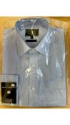 Three Woods of Shropshire Men's Easier to Iron Long Sleeve Shirt, Blue, Size 15