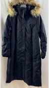 Ulla Popken Women's Long Hooded Coat, Black, Size 46/48