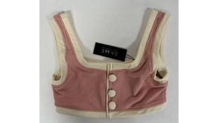 Same Los Angeles Women's The Grace Tank, Ribbed Blush, Cream, Size XS