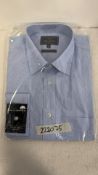 Two Woods of Shropshire Men's Easier to Iron Long Sleeve Shirt, Blue, Size 16