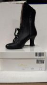 LaDuca Three Inch Laura Boots, Black, Size 40. Box damaged