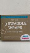Five Juicy Bumbles Pack of 3 Baby Wraps, Large, 4-6 Months, Up to 84cm, 33