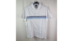 Faconnable Mens Short Sleeved Polo Shirt, Size XL, White/Blue Stripes