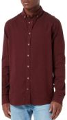 Four Kronstadt Men's Johan Diego Cotton Shirt, Bordeaux Mel, Size L
