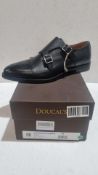 Doucal Men's Leather Buckle Shoes, Black, Size UK 6.5
