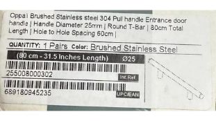Oppali Brushed Stainless Steel 304 Pull Handle, 1 pair