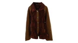 Marc Jacobs X Kiko Kostadinov Women's Heaven Star Button Up Check Jacket, Red/Brown, X-Large
