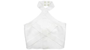 Balmain Stretch-Knit Halterneck Top, Size FR 38. Used, Top Has Storage Marks