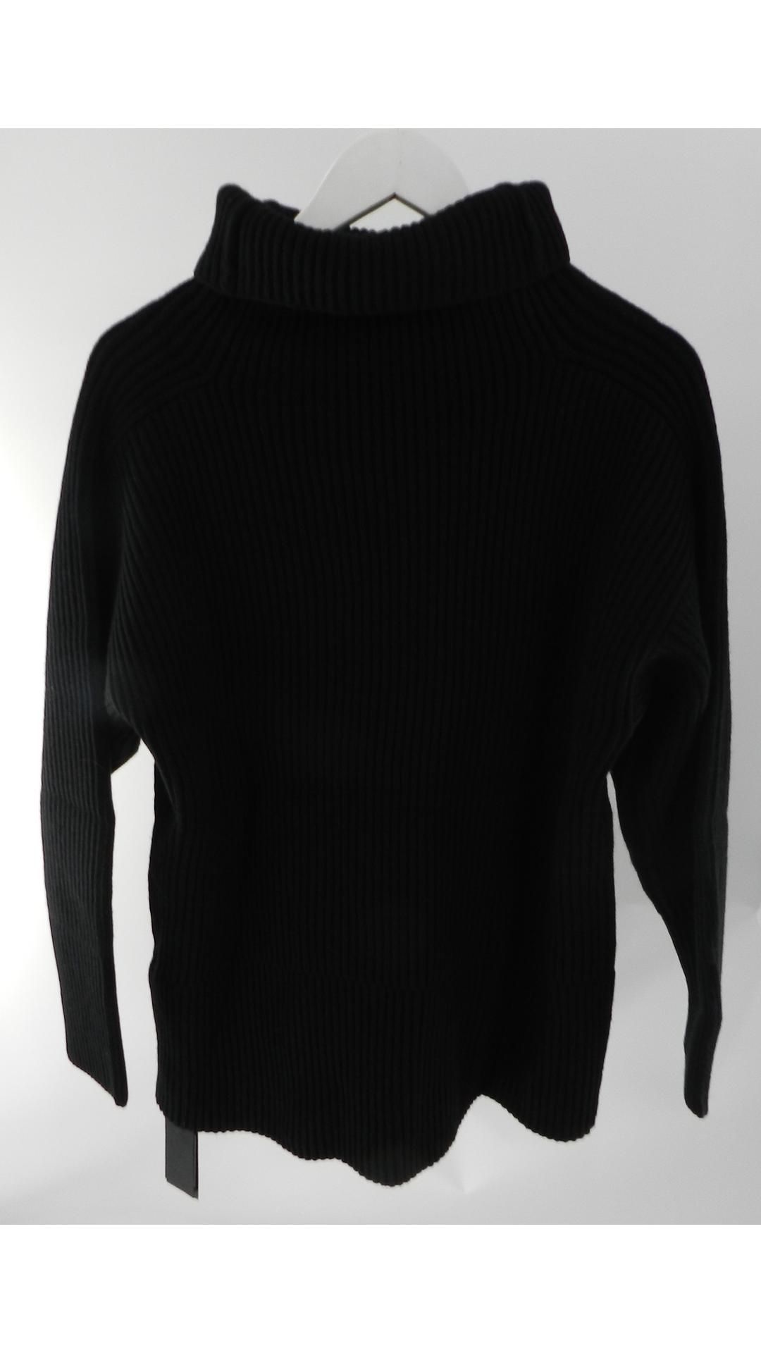 Joseph High-Neck Ribbed-Knit Wool Sweater, Black, Size XS - Image 2 of 5