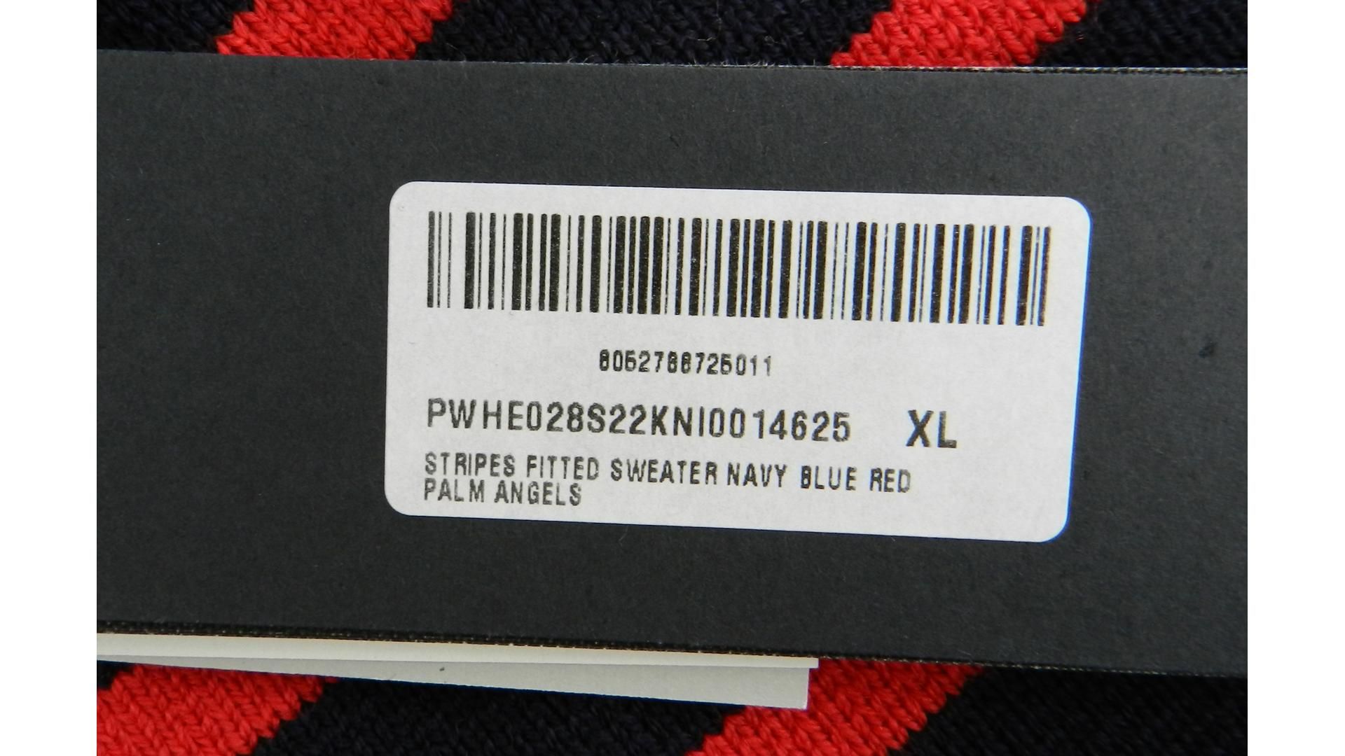 Palm Angels Women's Stripes Fitted Sweater, Navy/Blue/Red, Size XL - Image 4 of 4