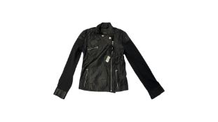 Pinko Women's Leather, Viscose Jacket, Black, Size IT 40, UK 8