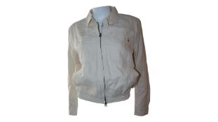 Polo Ralph Lauren Linen Jacket with Zip and Logo, Chic Cream, Size S