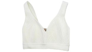 Alexander McQueen Engineered Knit Bra Top, Ecru/White, Size M. Defect, Marked from Storage