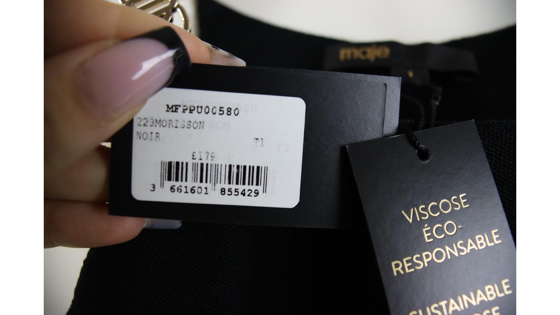 Maje Morrison Sleeveless Chain Strap Halter-Neck Stretch-Knit Top, Black, Size 1 - Image 3 of 5