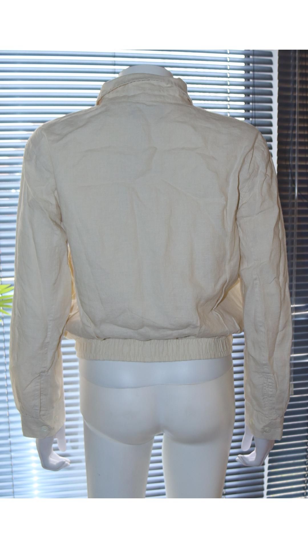 Polo Ralph Lauren Linen Jacket with Zip and Logo, Chic Cream, Size S - Image 2 of 5