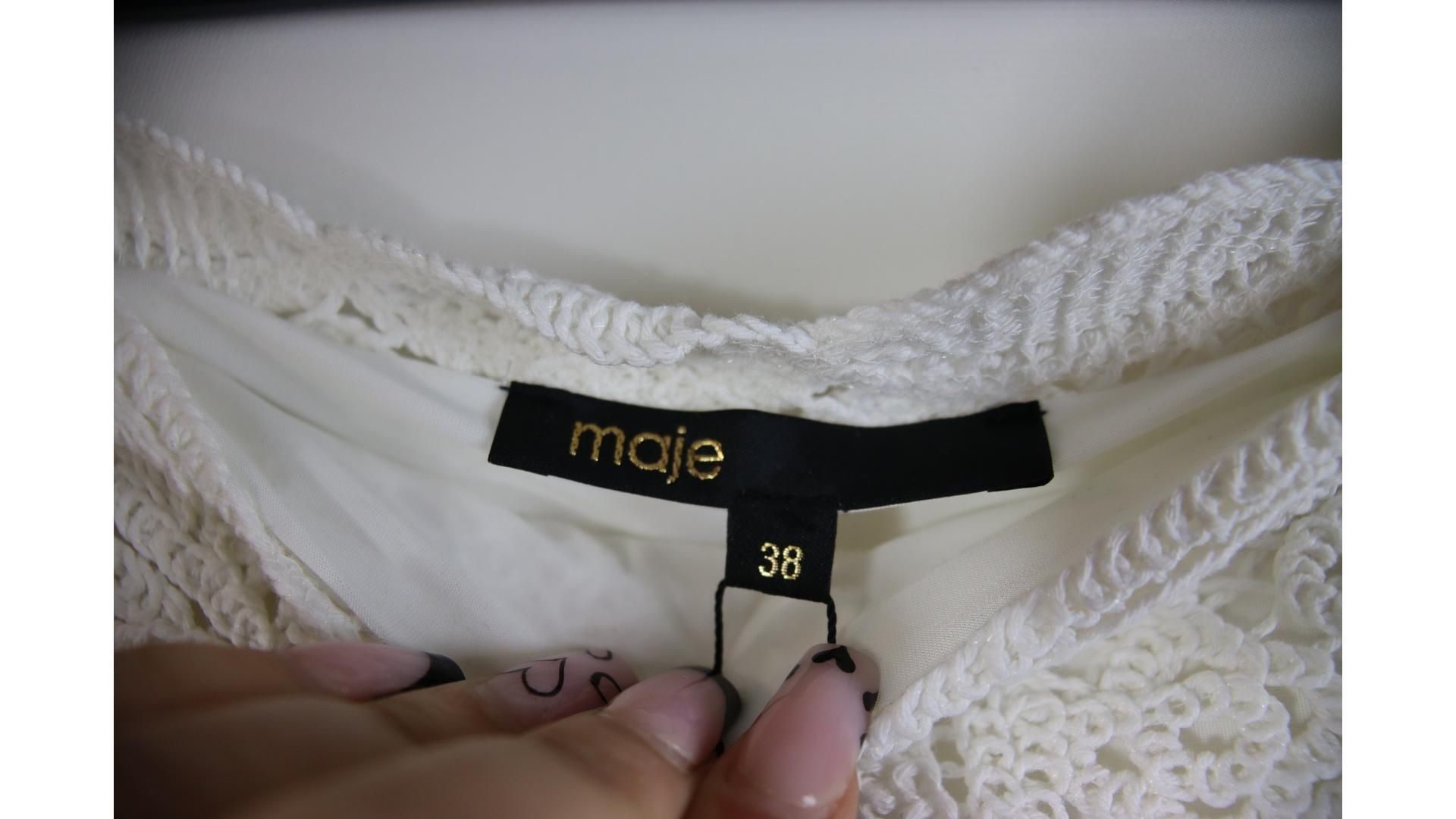 Maje 223 Jarkety Knitted Skirt, White, Size T38 - Image 3 of 3