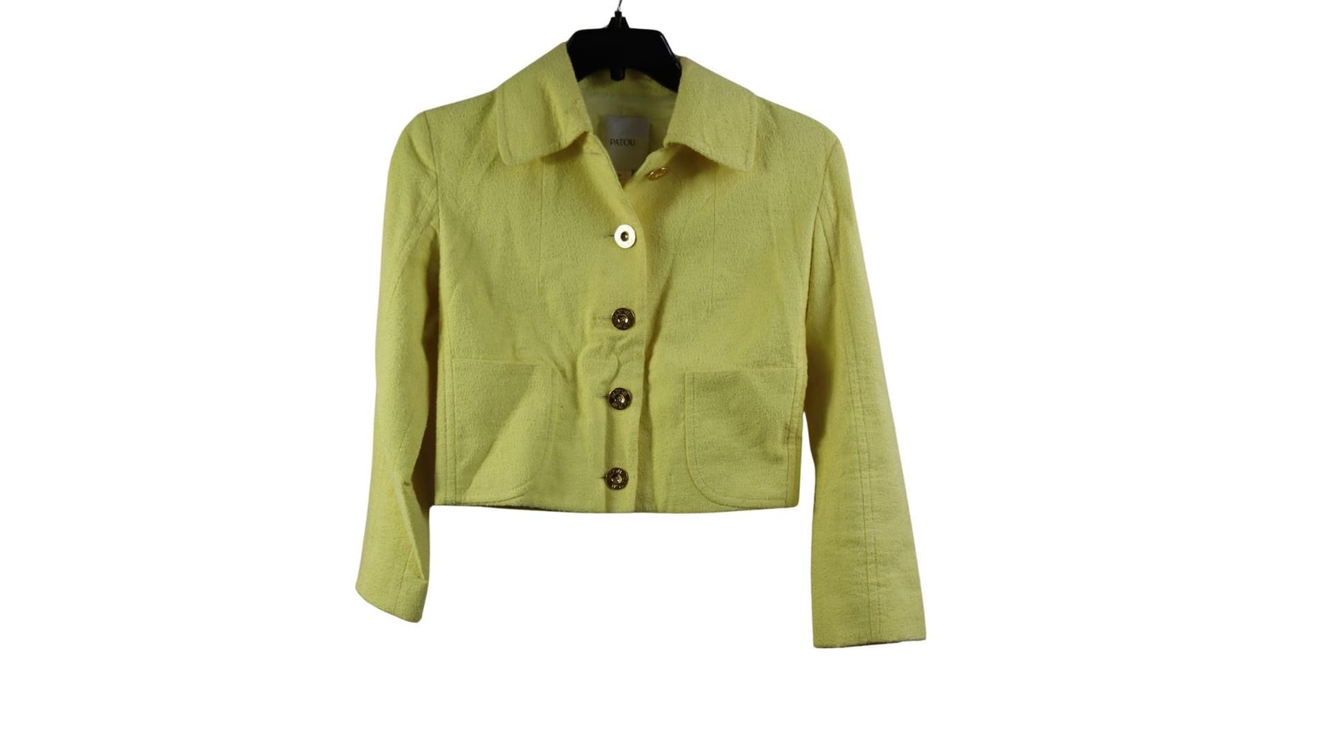 Patou Cropped Shirt Jacket, Yellow, Size 36
