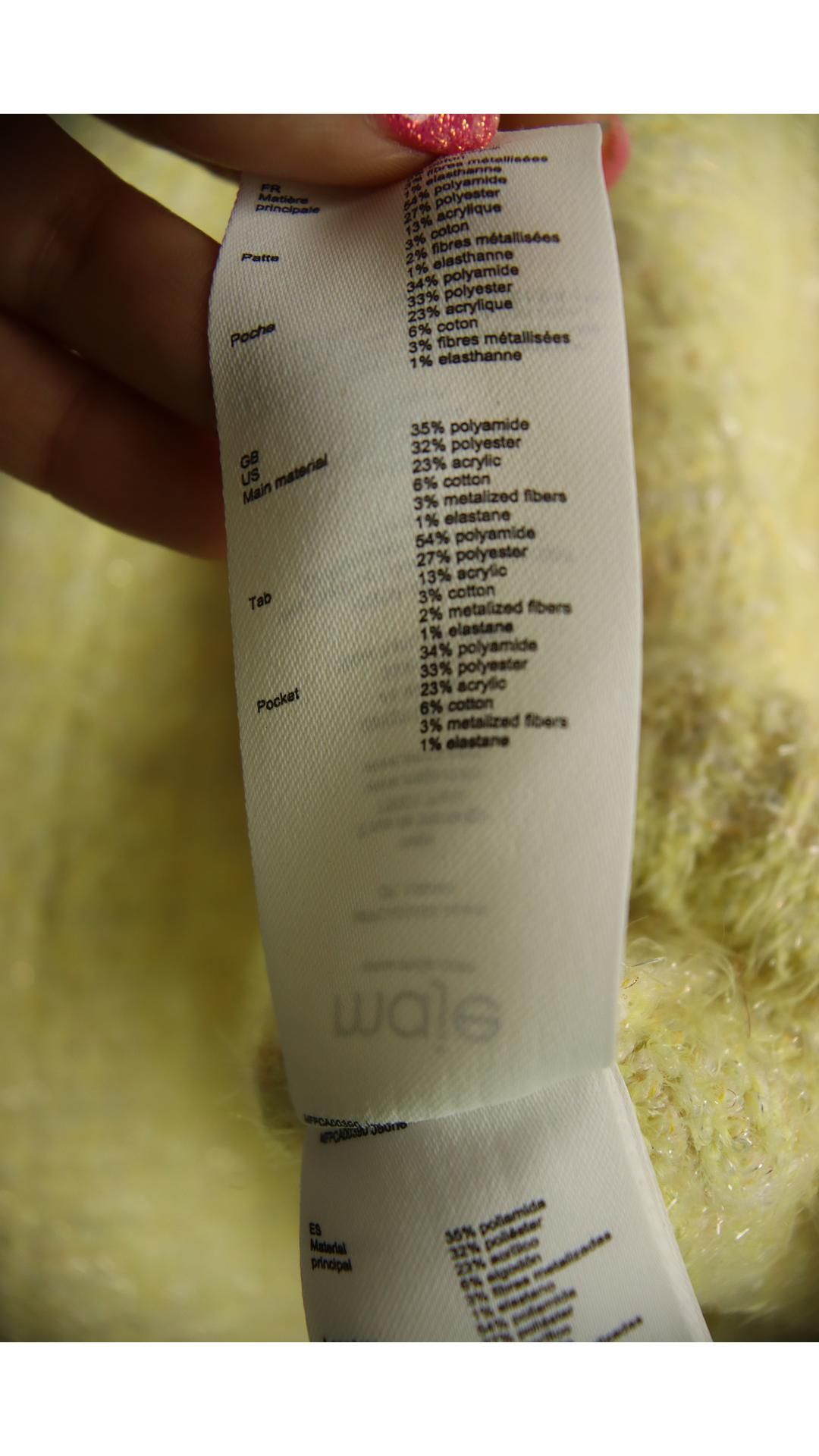 Maje Jaune Cropped Cotton Blend Jacket, Yellow, Size 1. Some Marks On Back - Image 6 of 7