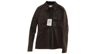 Bottega Veneta Womens Stretch Lambskin Fondant Jacket, Brown, Size 36