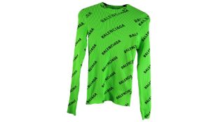 Balenciaga Women's Ribbed Sweater, Neon Green, Size S