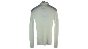 12Storeez Women's Extra-Fine Merino Wool Turtleneck Jumper, Ivory, XS