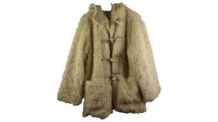 A.L.C. Winston Faux Fur Shearling Hooded Coat, Ivory/Beige, Size L