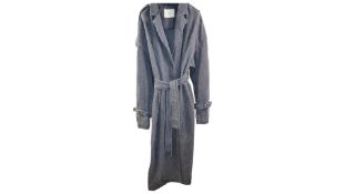 LaPointe Washed Denim Belted Long Trench Coat, Steel, Size Large. New, Without Tags