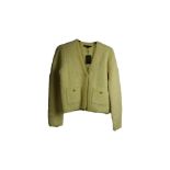 Maje Jaune Cropped Cotton Blend Jacket, Yellow, Size 1. Some Marks On Back