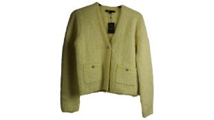 Maje Jaune Cropped Cotton Blend Jacket, Yellow, Size 1. Some Marks On Back